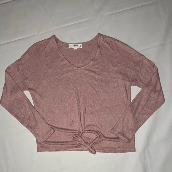 Hippie Rose Tops - Hippie Rose Mauve Long Sleeve Tie-Front Top - Size M